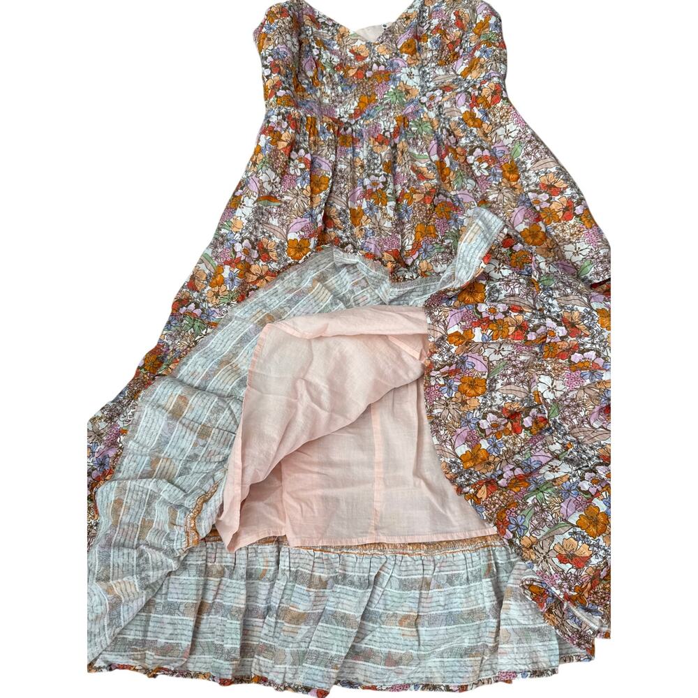 Anthropologie Maeve V Neck Spaghetti Straps Floral Open Back Orange Dress Size 2 - Picture 7 of 10